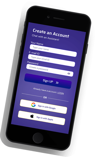 Login screen interface