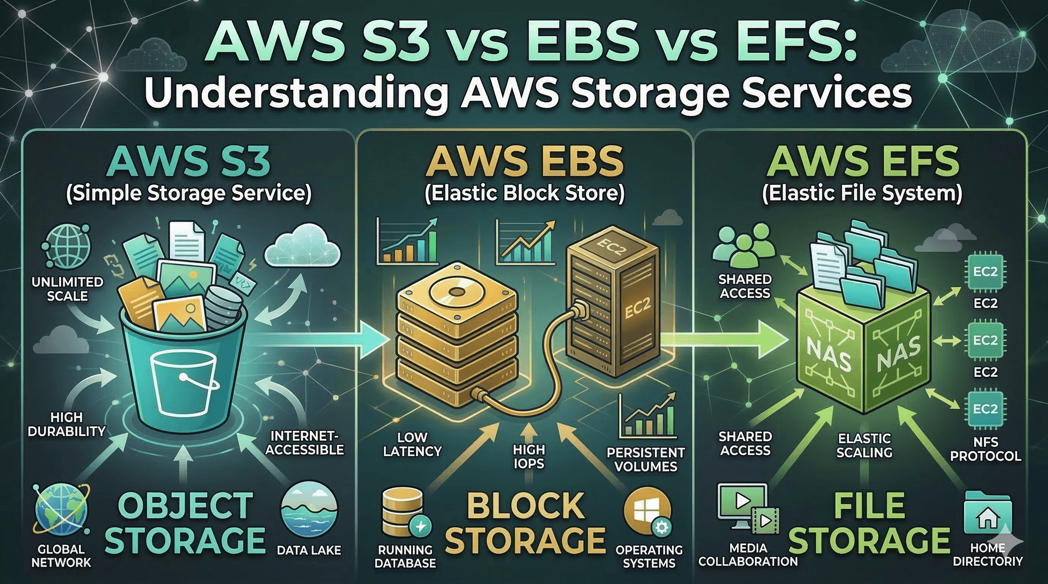 AWS S3 vs EBS vs EFS: Understanding AWS Storage Services